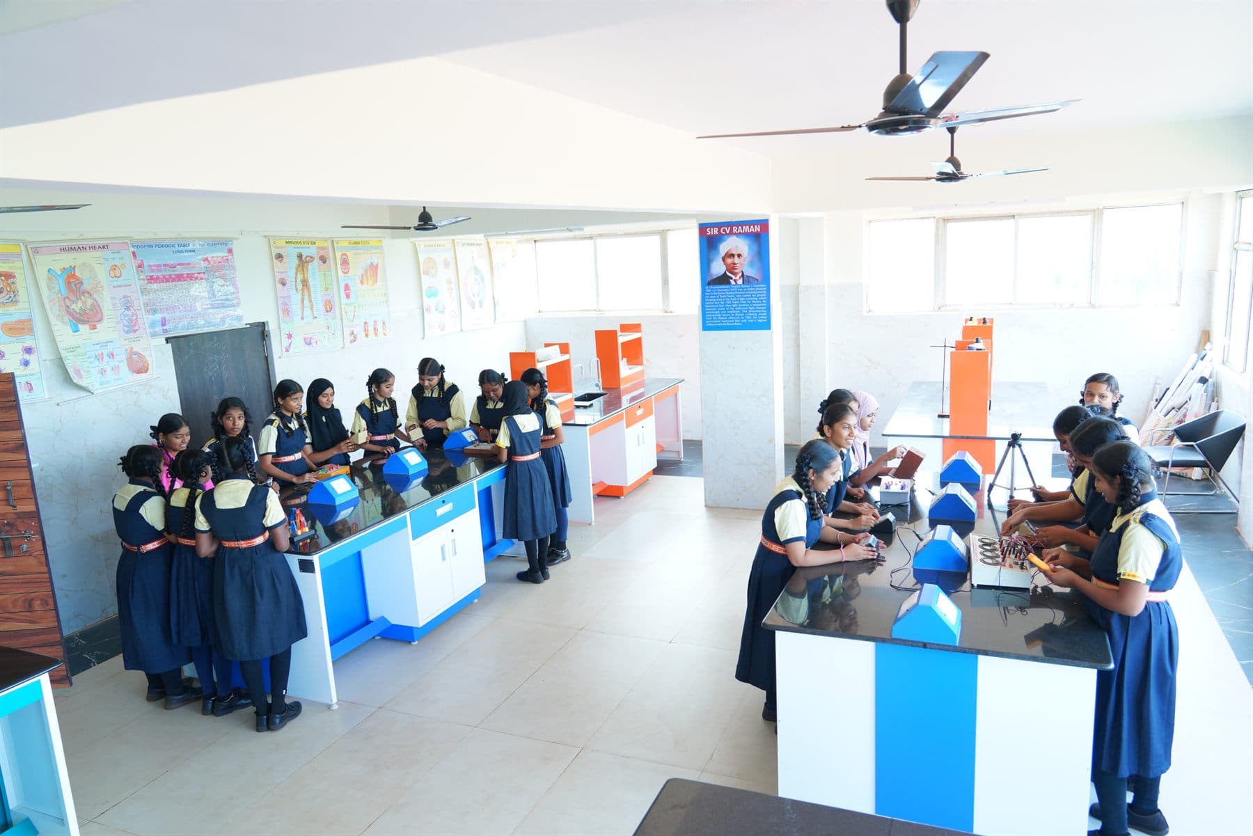 Students participating in science laboratory activities